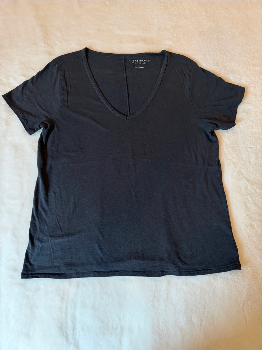 Lucky Brand Black V-Neck Short Sleeve Tee